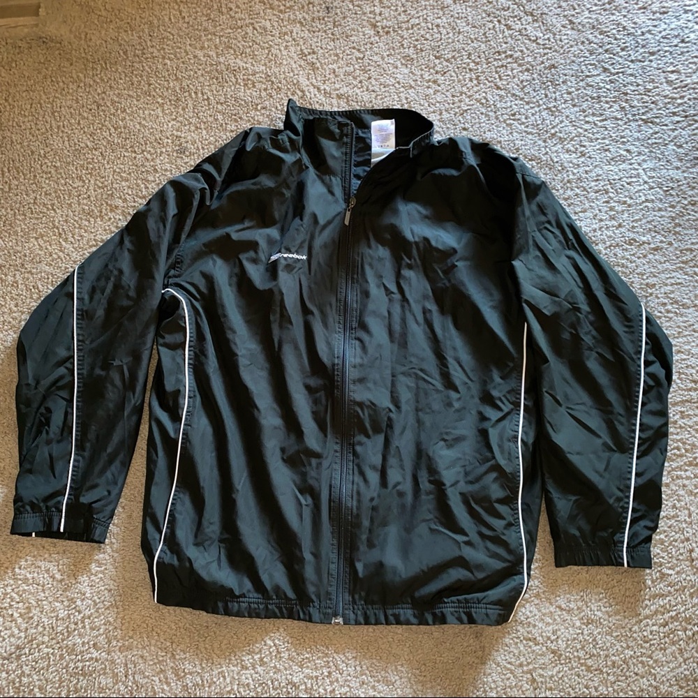 Reebok Full Zip Coaches Black Track Jacket Size XL